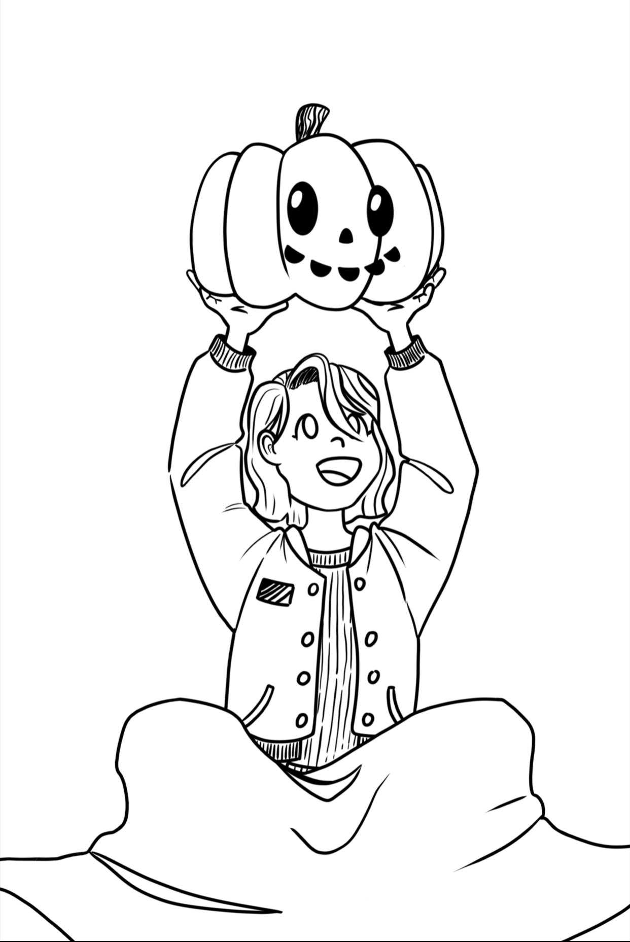 Girl with Pumpkin Coloring Page By: Eliana VanGelder